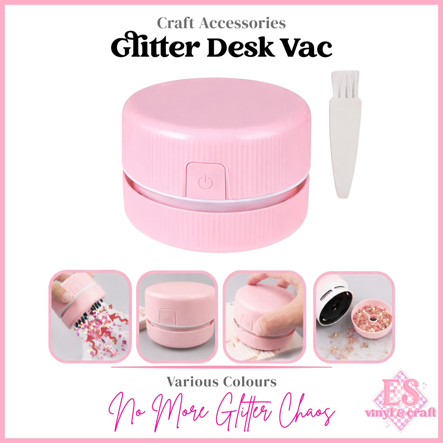 The Glitter Vac / Mini Desk Vac (Pink, Purple or White Option)