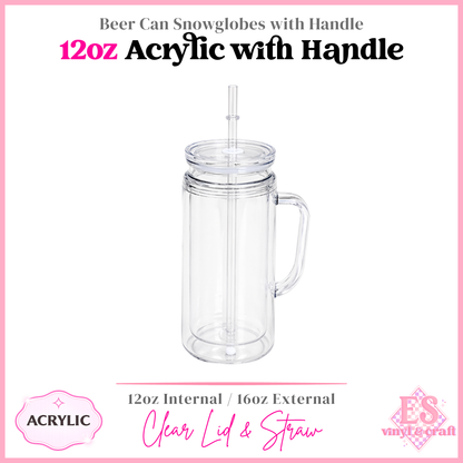 12oz Acrylic Double Wall with Handle Beer Can (16oz External)