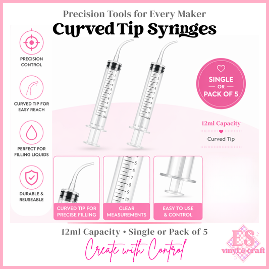 Curved Tip Syringes 12ml (Singles or Pack of 5)