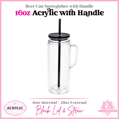 16oz Acrylic Double Wall with Handle Beer Can (20oz External)