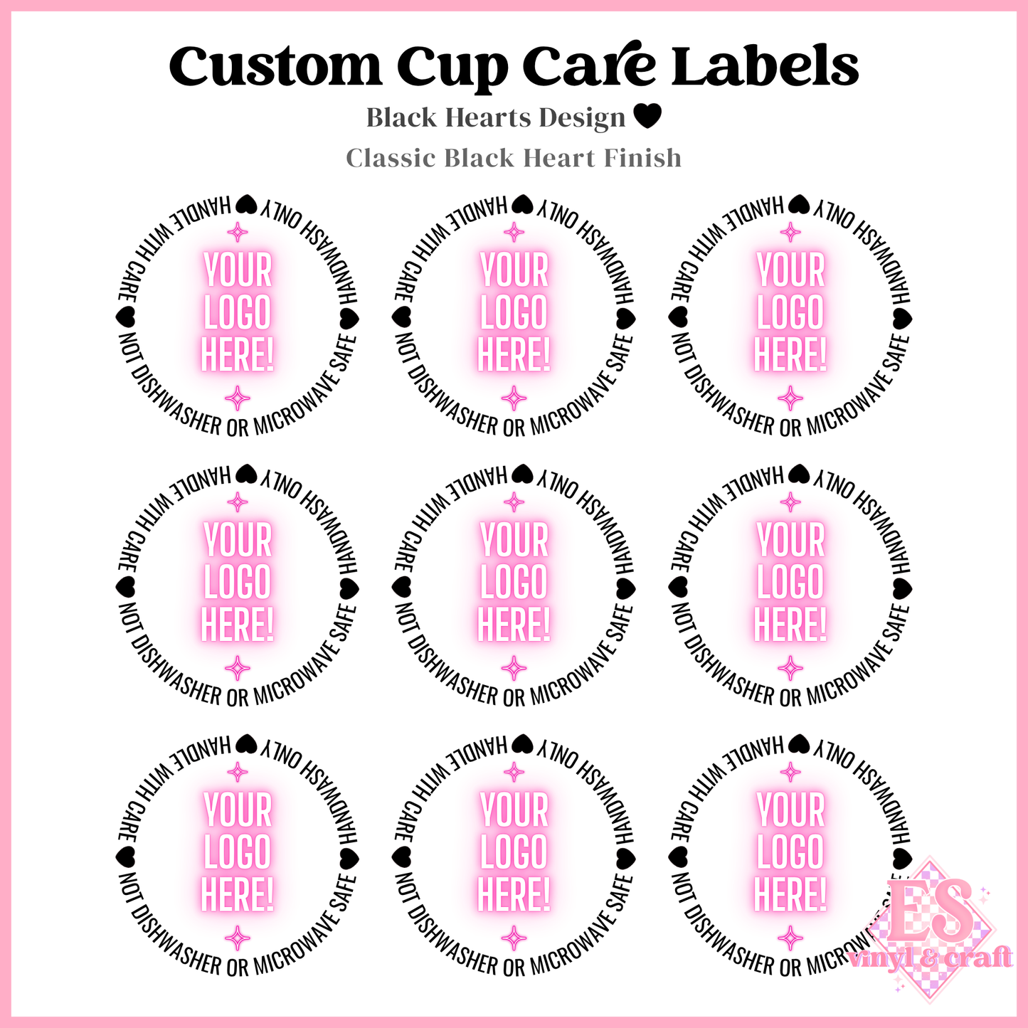 Custom Logo UVDTF Cup Care Circles - Font 2 (3 Options Available)