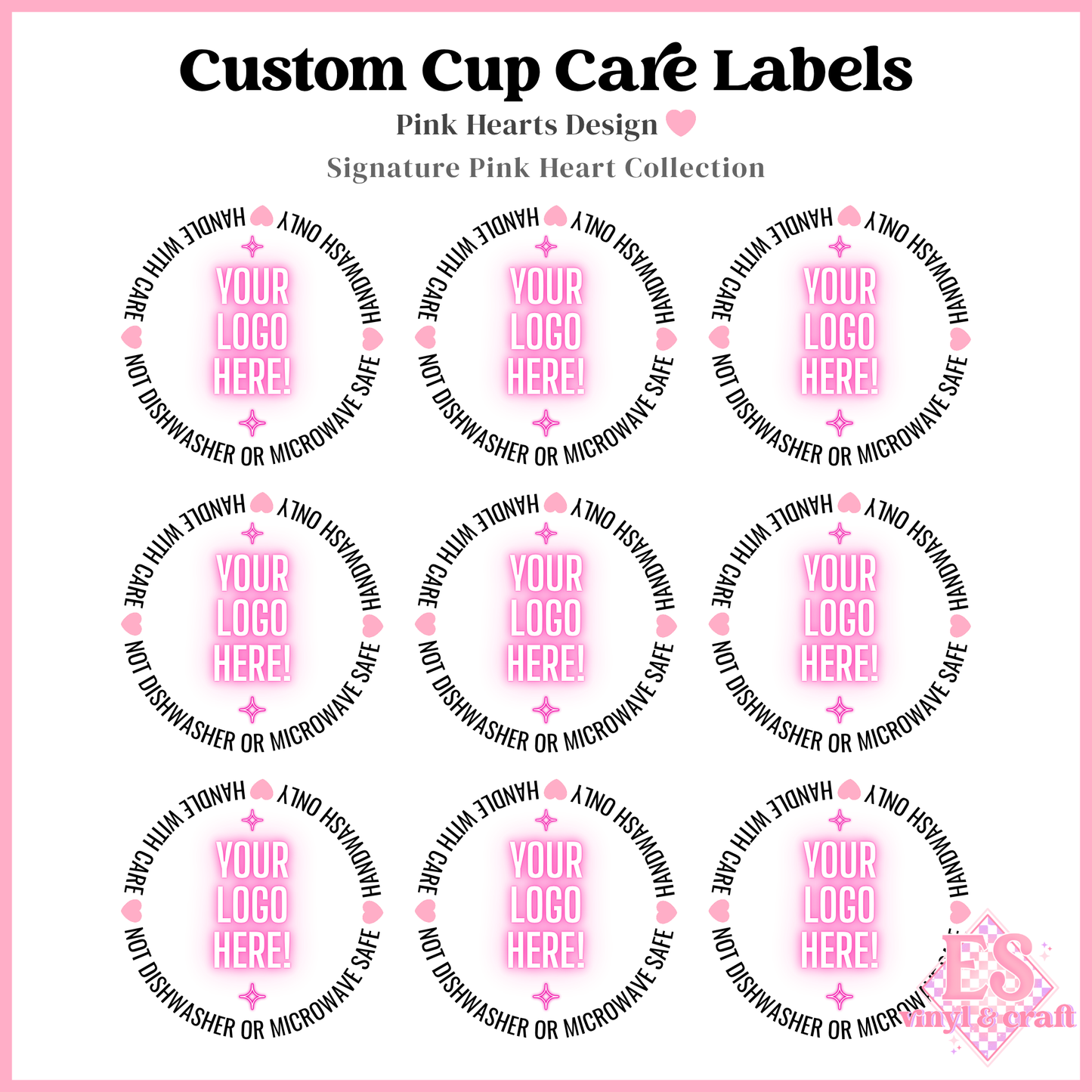 Custom Logo UVDTF Cup Care Circles - Font 2 (3 Options Available)