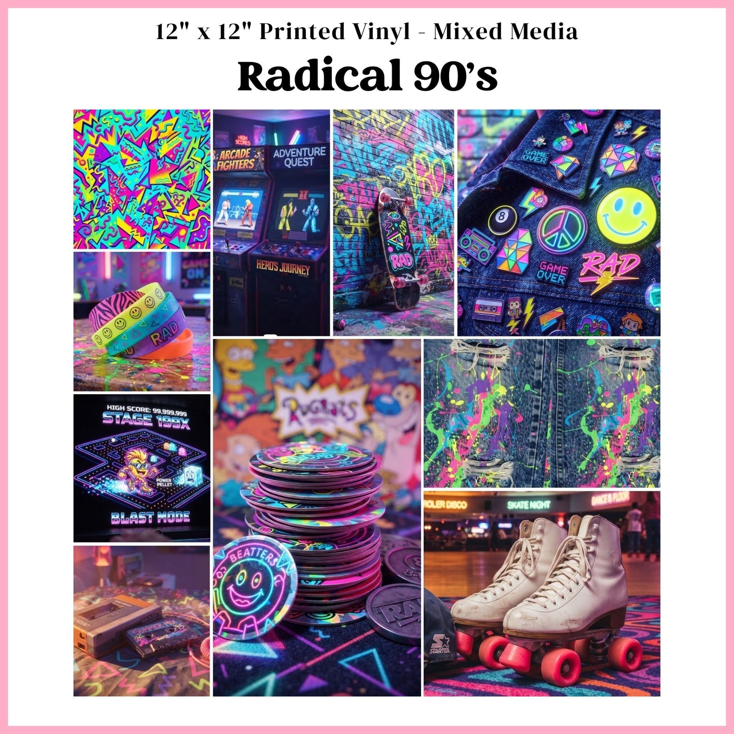 Radical 90's - Mixed Media Vinyl 12"x12" Sheet