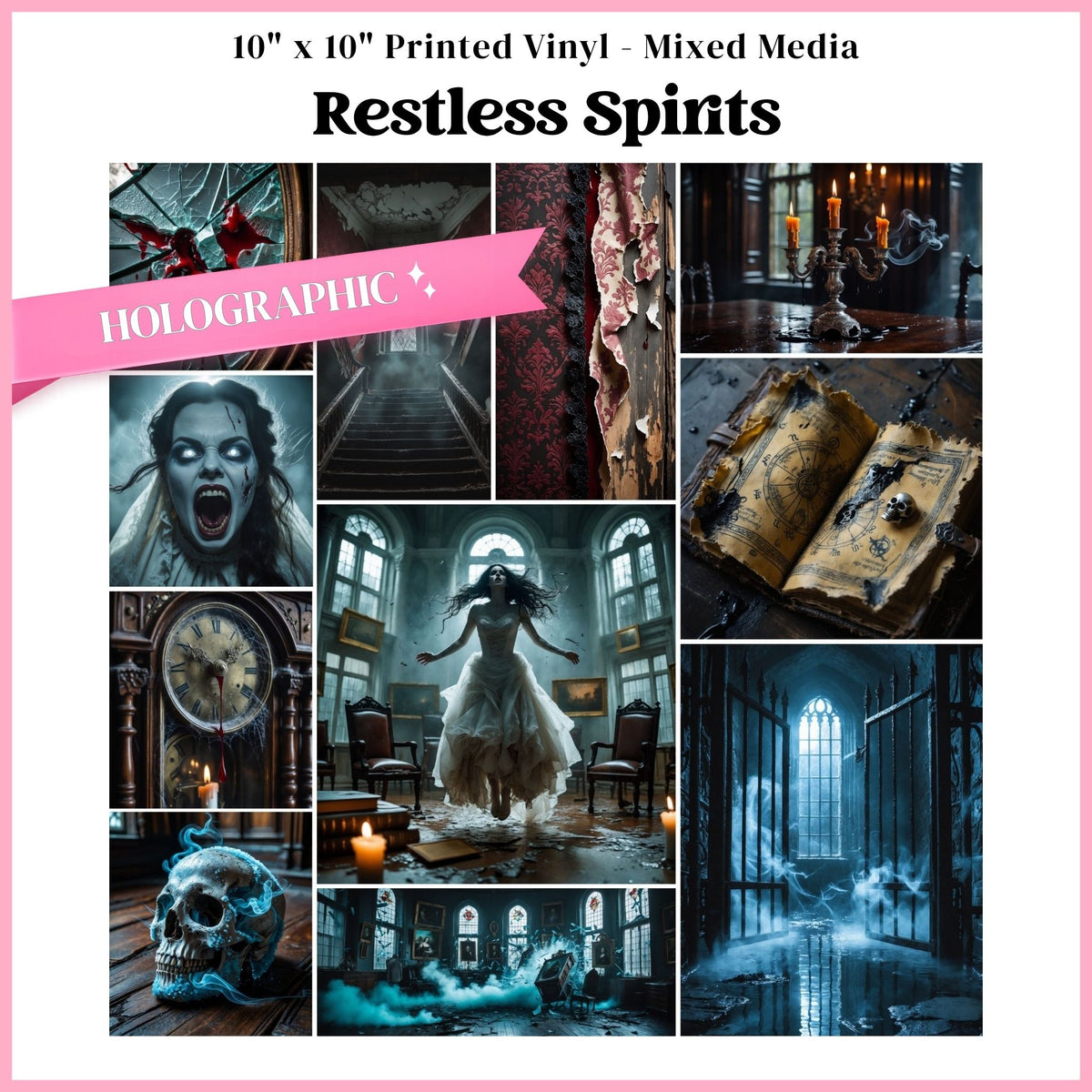 Restless Spirits - Mixed Media Holographic Vinyl 10"x10" Sheet
