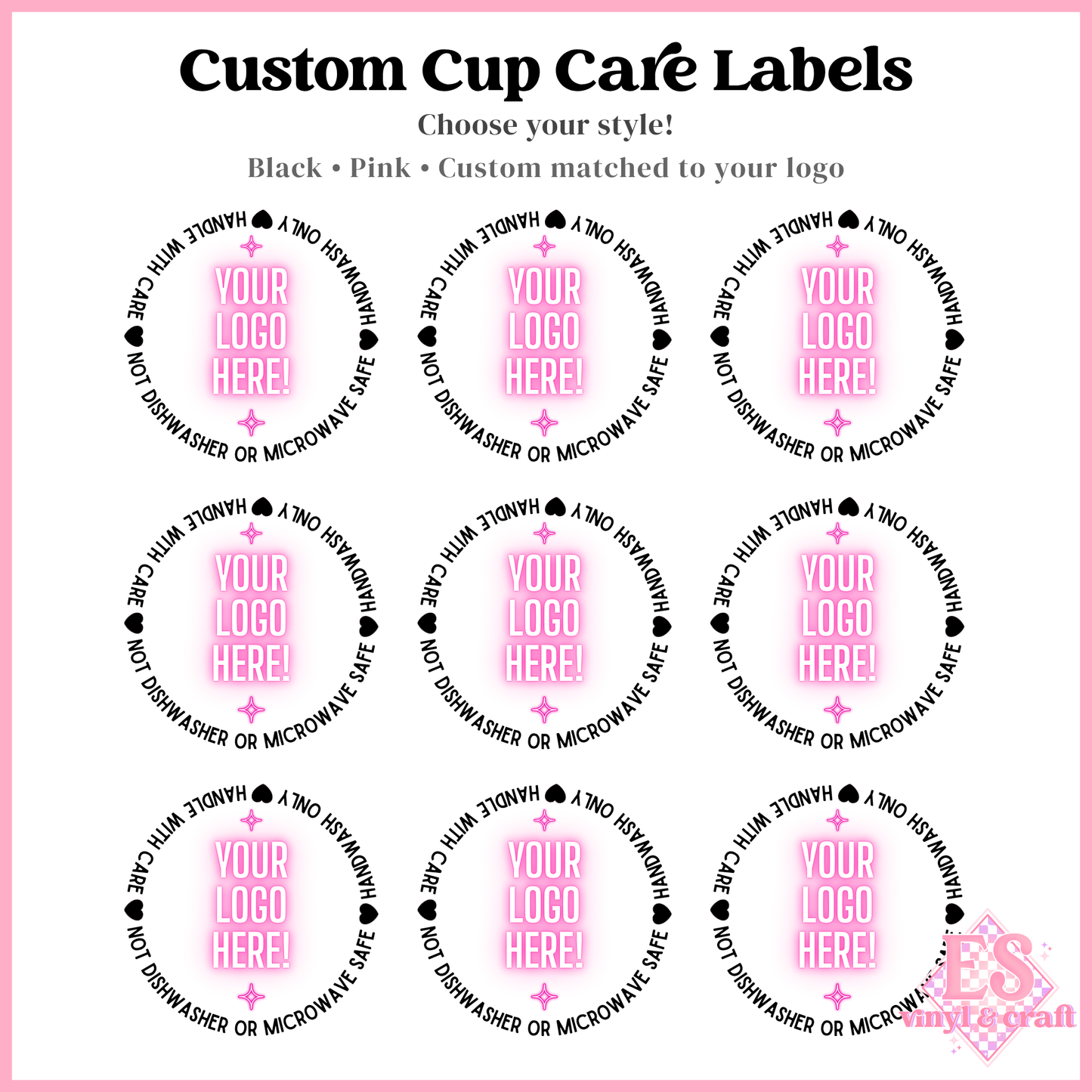 Custom Logo UVDTF Cup Care Circles - Font 1 (3 Options Available)
