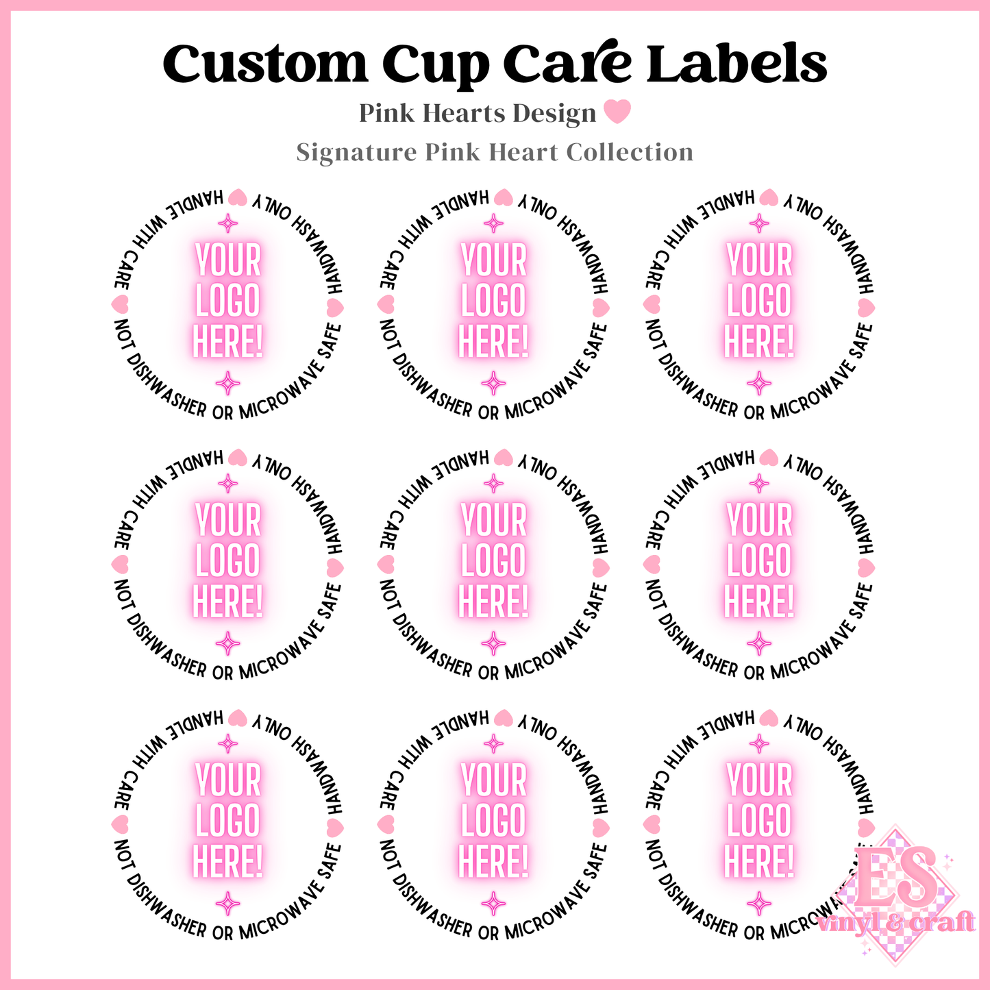 Custom Logo UVDTF Cup Care Circles - Font 1 (3 Options Available)