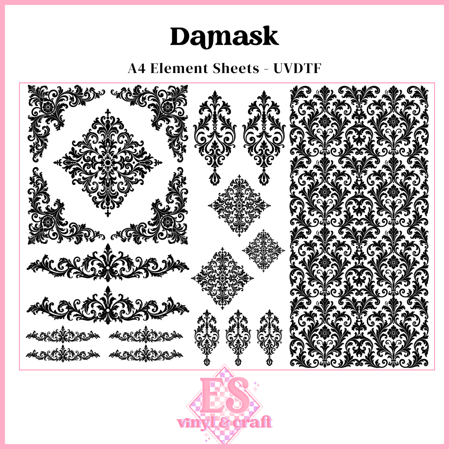 Damask - UVDTF Element Sheet (A4 Sheet)