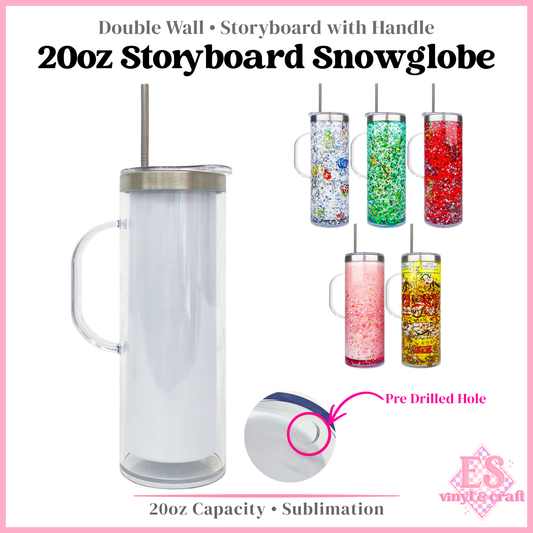 20oz Storyboard Snowglobe Sublimation Tumbler with Handle