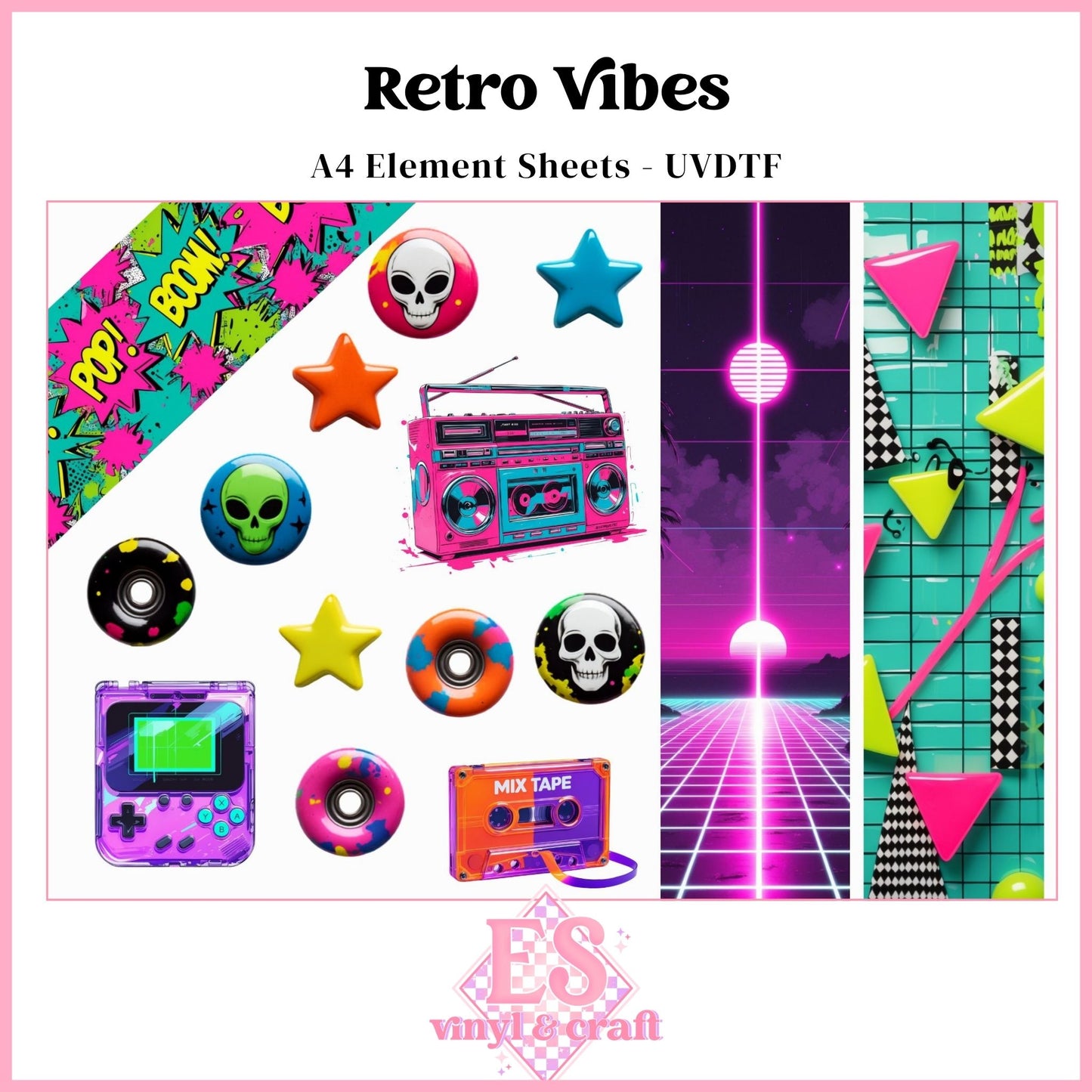 Retro Vibes - UVDTF Element Sheet