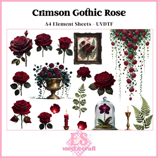 Crimson Gothic Rose - UVDTF Element Sheet