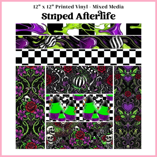 Striped Afterlife - Mixed Media Vinyl 12"x12" Sheet