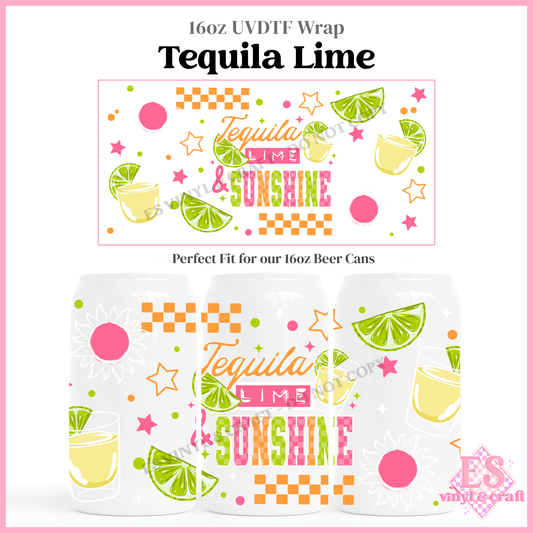 Tequilla Lime - 16oz Beer Can / Libbey UV-DTF Transfer