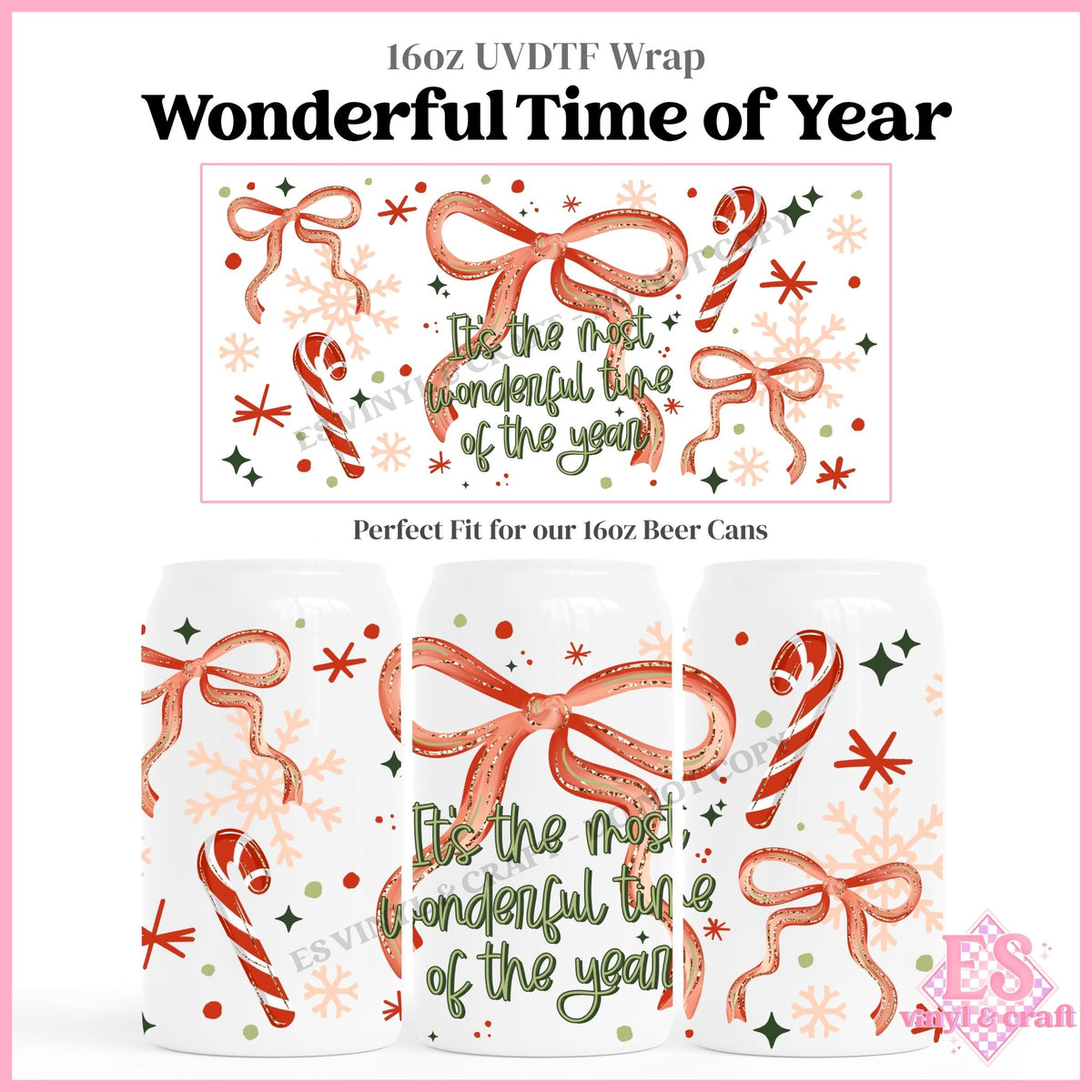 Wonderful Time of Year - 16oz Beer Can / Libbey UVDTF Transfers