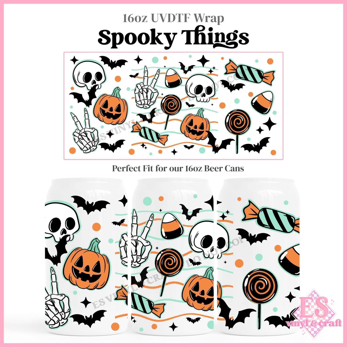 Spooky Things - 16oz Beer Can / Libbey UVDTF Transfers