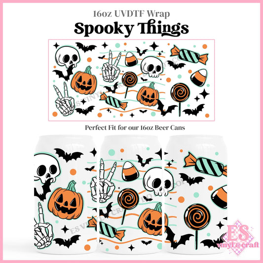 Spooky Things - 16oz Beer Can / Libbey UVDTF Transfers