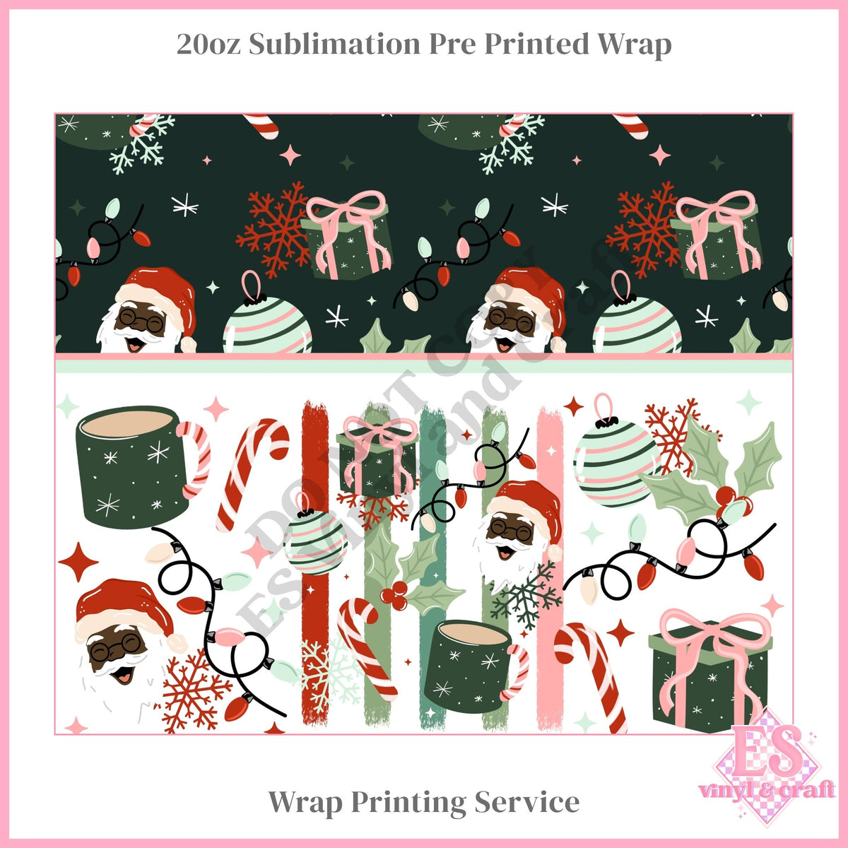 Christmas Stripes - Dark - Full 20oz Tumbler Sublimation Print