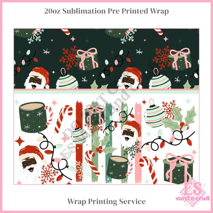 Christmas Stripes - Dark - Full 20oz Tumbler Sublimation Print