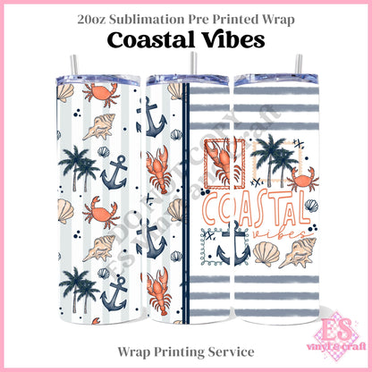 Coastal Vibes - Full 20oz Tumbler Sublimation Print
