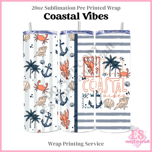 Coastal Vibes - Full 20oz Tumbler Sublimation Print