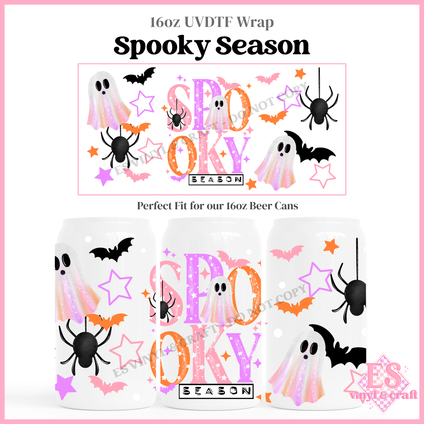 Spooky Season - 16oz Beer Can / Libbey UV-DTF Transfer