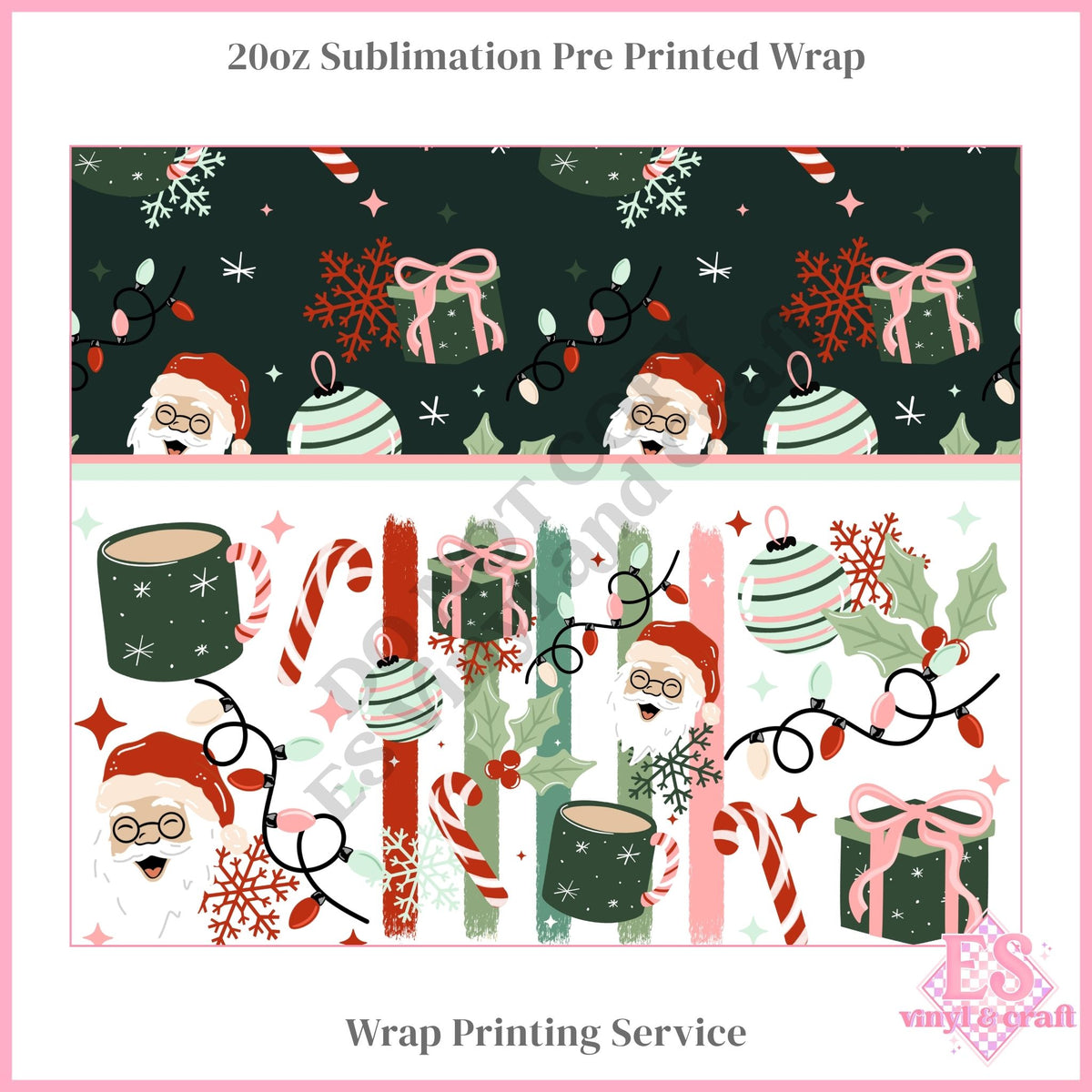 Christmas Stripes - Light - Full 20oz Tumbler Sublimation Print