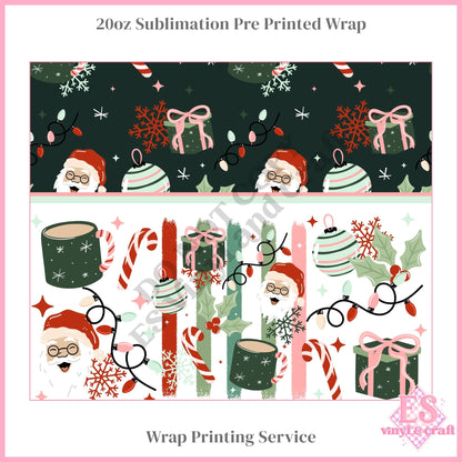 Christmas Stripes - Light - Full 20oz Tumbler Sublimation Print