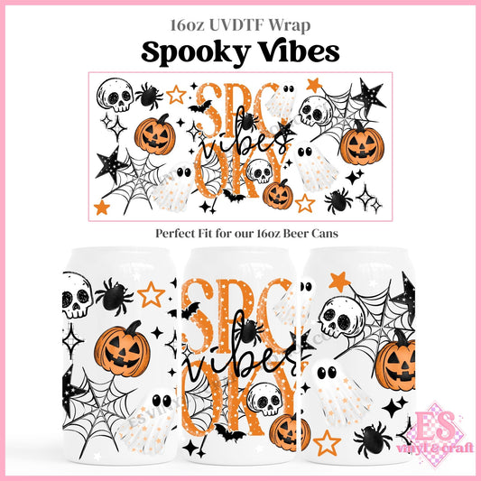 Spooky Vibes - 16oz Beer Can / Libbey UVDTF Transfers