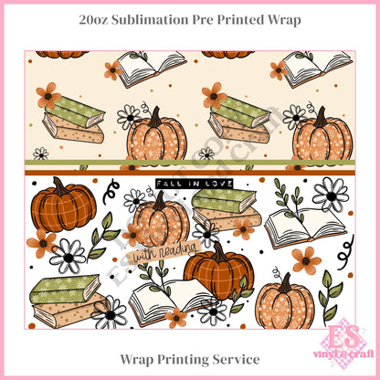 Fall in Love with Reading - Full 20oz Tumbler Sublimation Print