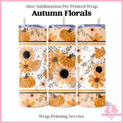 Autumn Florals - Full 20oz Tumbler Sublimation Print