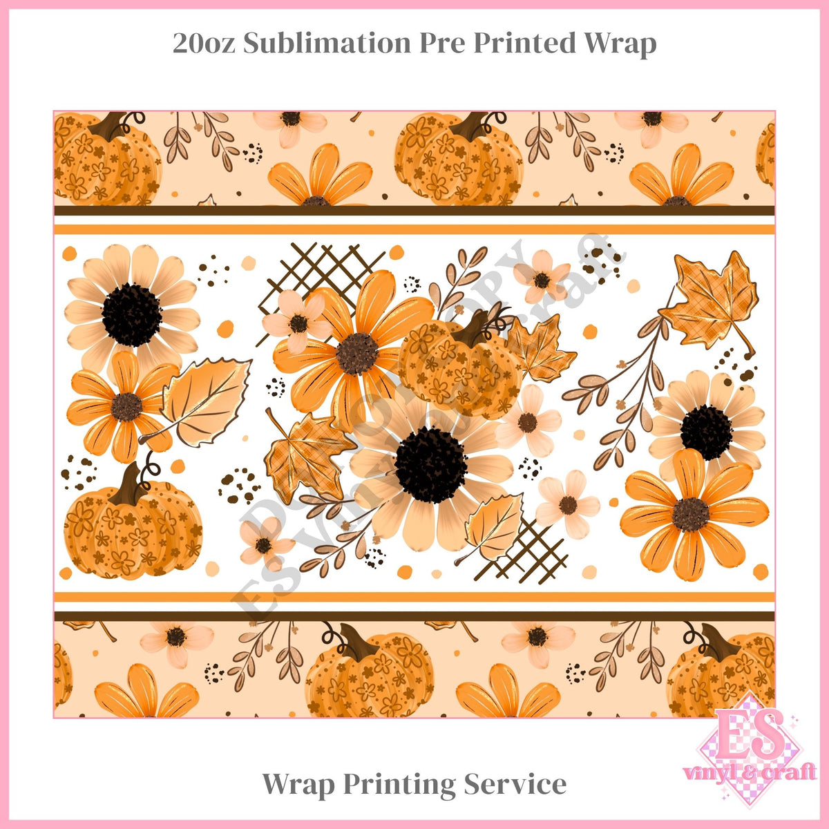 Autumn Florals - Full 20oz Tumbler Sublimation Print