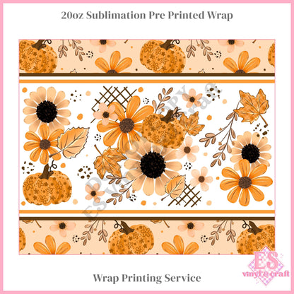 Autumn Florals - Full 20oz Tumbler Sublimation Print