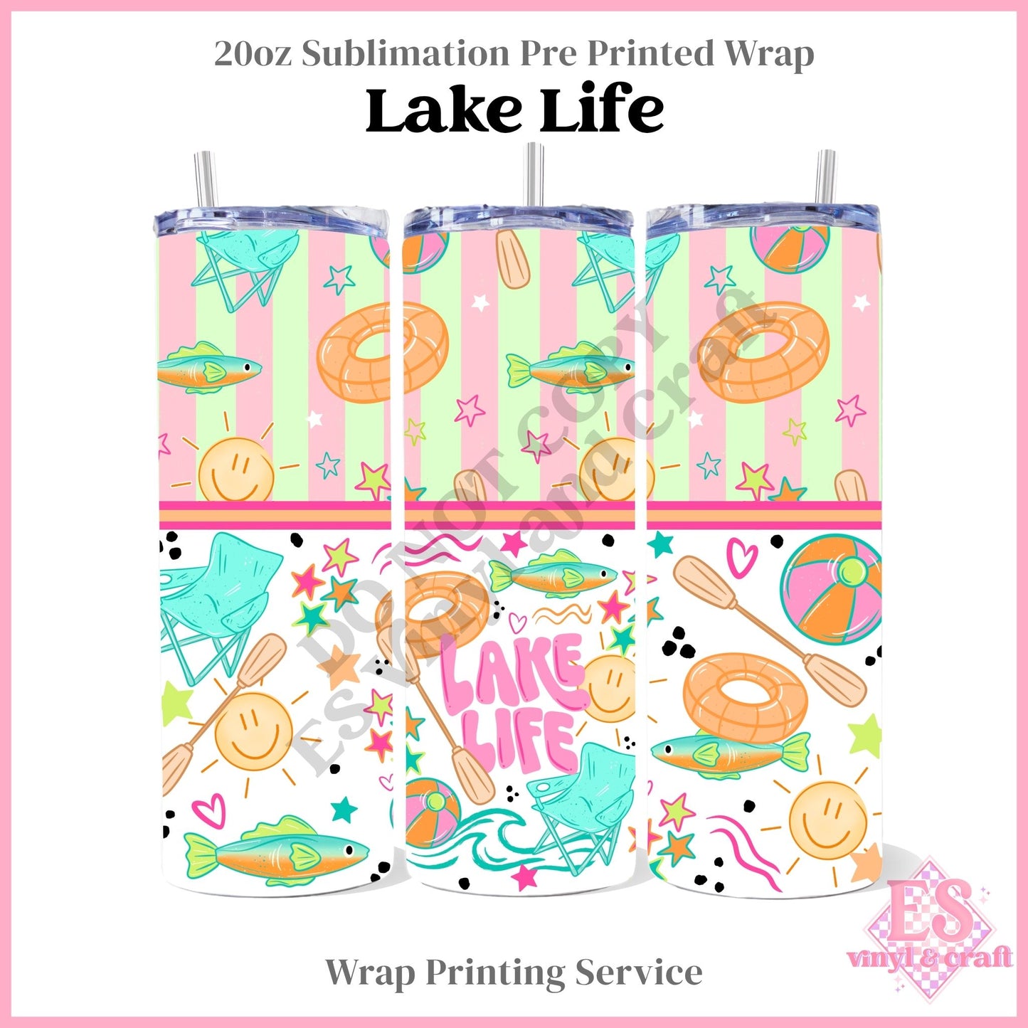 Lake Life - Full 20oz Tumbler Sublimation Print