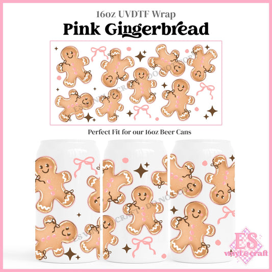 Pink Gingerbread - 16oz Beer Can / Libbey UVDTF Transfers