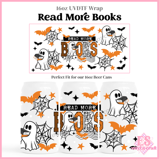 Read More Books- 16oz Beer Can / Libbey UV-DTF Transfer
