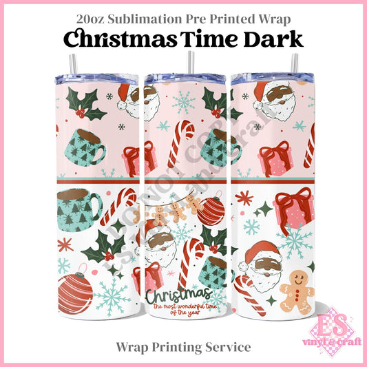 Christmas Time Dark - Full 20oz Tumbler Sublimation Print