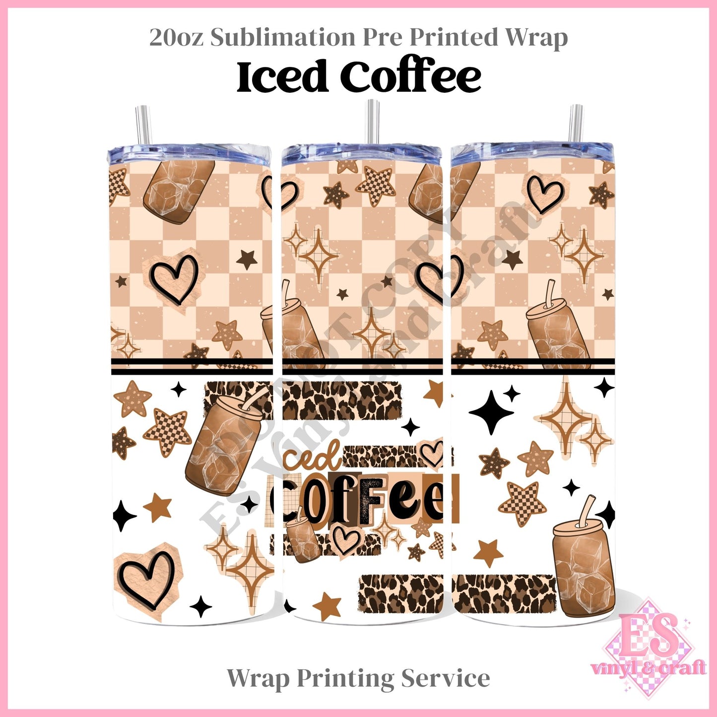 Iced Coffee - Full 20oz Tumbler Sublimation Print