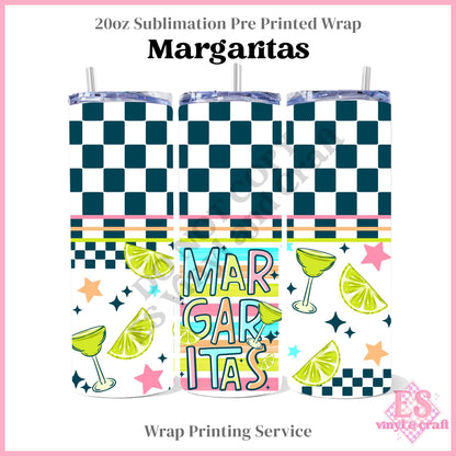 Margaritas - Full 20oz Tumbler Sublimation Print