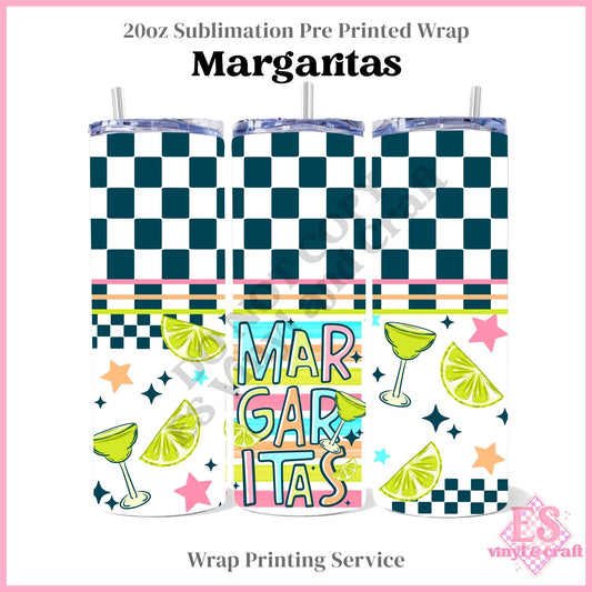 Margaritas - Full 20oz Tumbler Sublimation Print