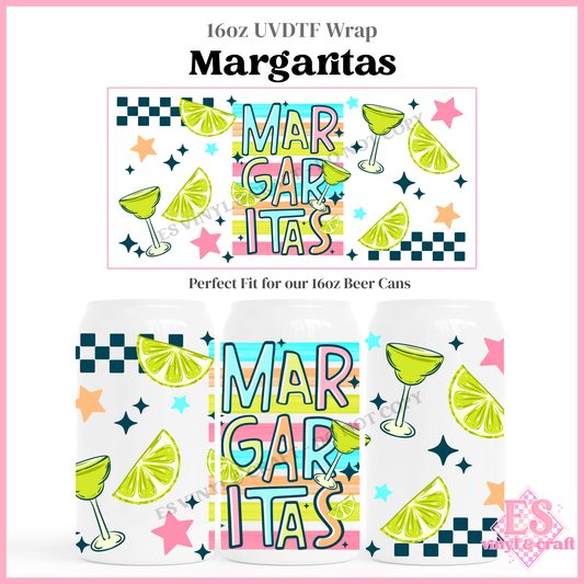 Margaritas - 16oz Beer Can / Libbey UV-DTF Transfer