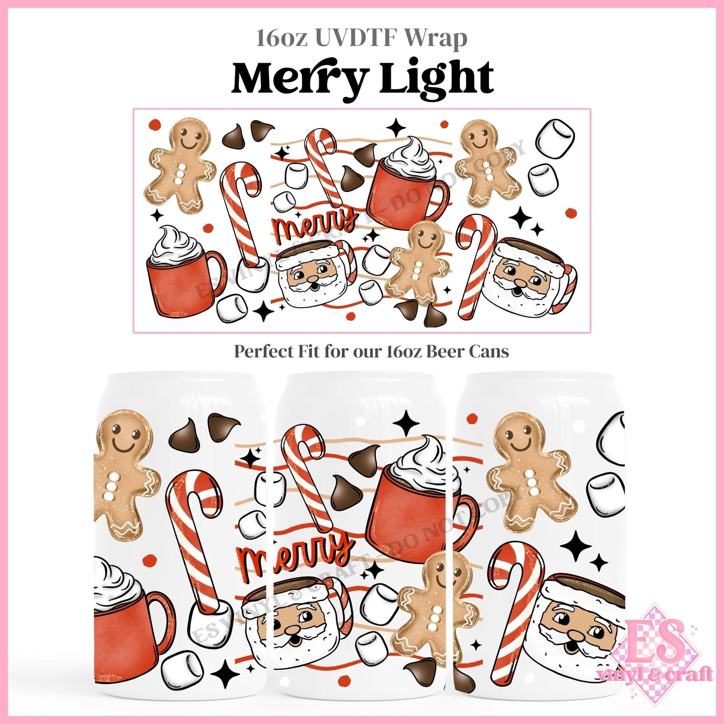 Merry Light - 16oz Beer Can / Libbey UVDTF Transfers