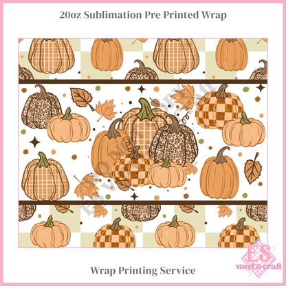 Orange Pumpkin Checker - Full 20oz Tumbler Sublimation Print