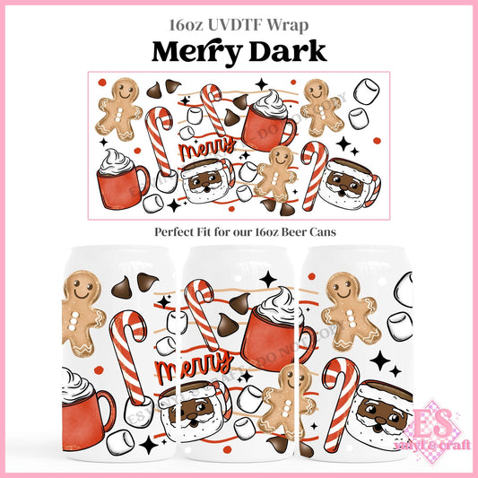 Merry Dark - 16oz Beer Can / Libbey UVDTF Transfers