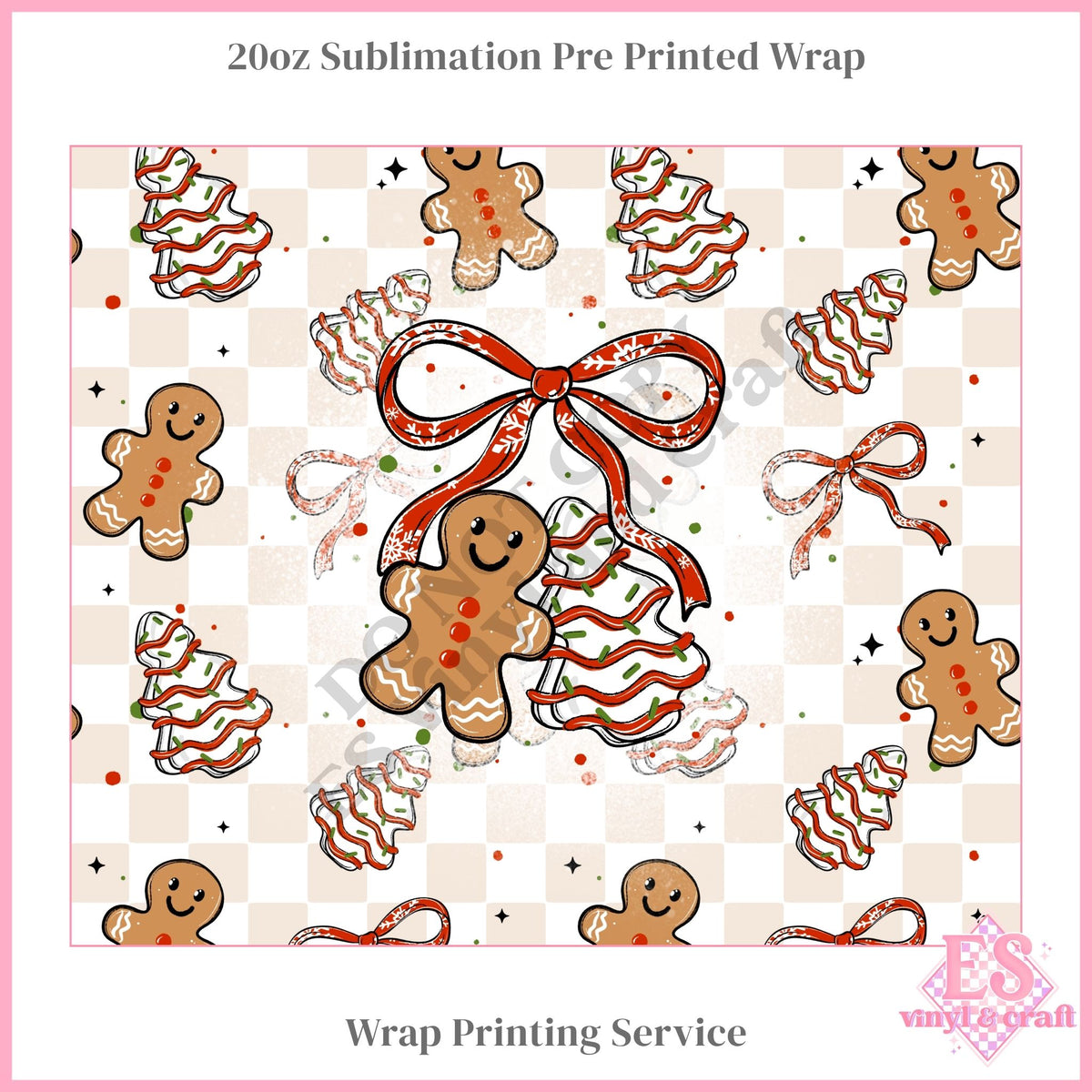 Gingerbread Tree Cake - Full 20oz Tumbler Sublimation Print