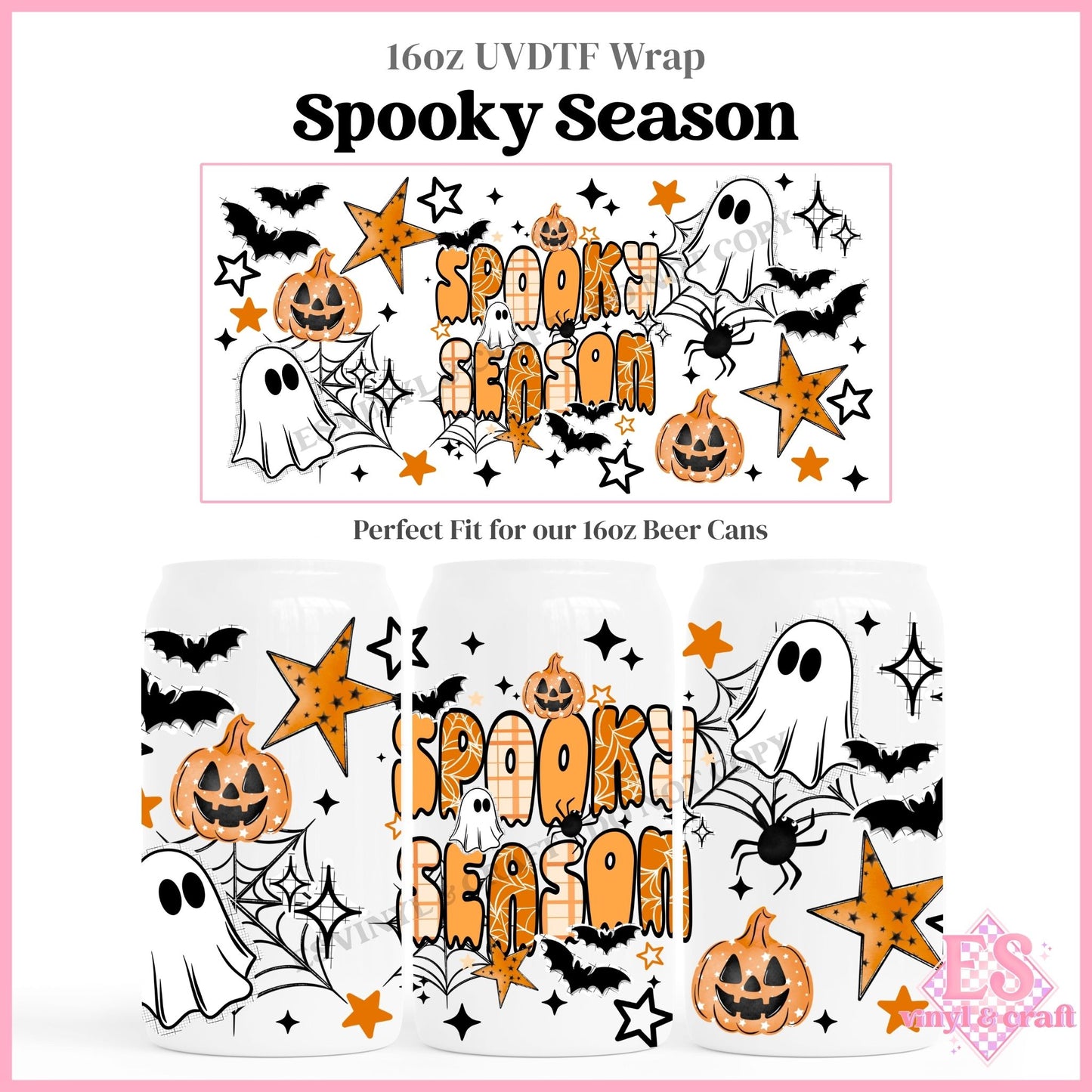 Spooky Season - 16oz Beer Can / Libbey UVDTF Transfers