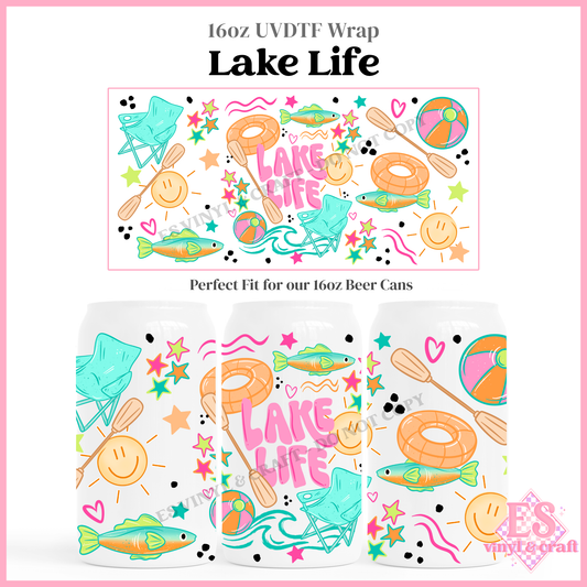 Lake Life - 16oz Beer Can / Libbey UV-DTF Transfer