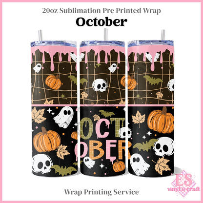 October - Full 20oz Tumbler Sublimation Print