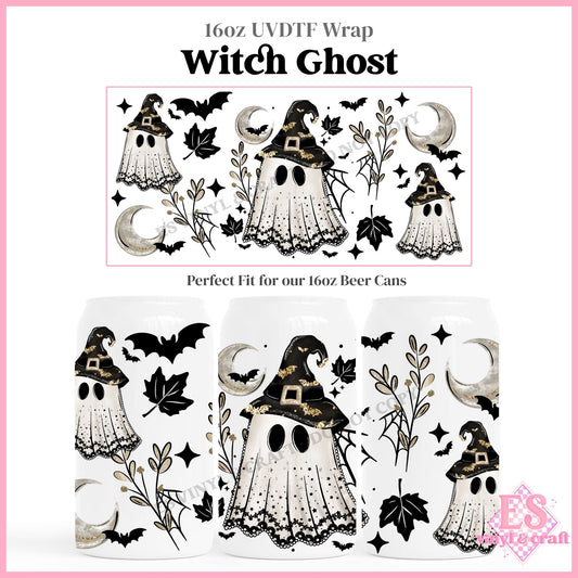 Witch Ghost - 16oz Beer Can / Libbey UVDTF Transfers