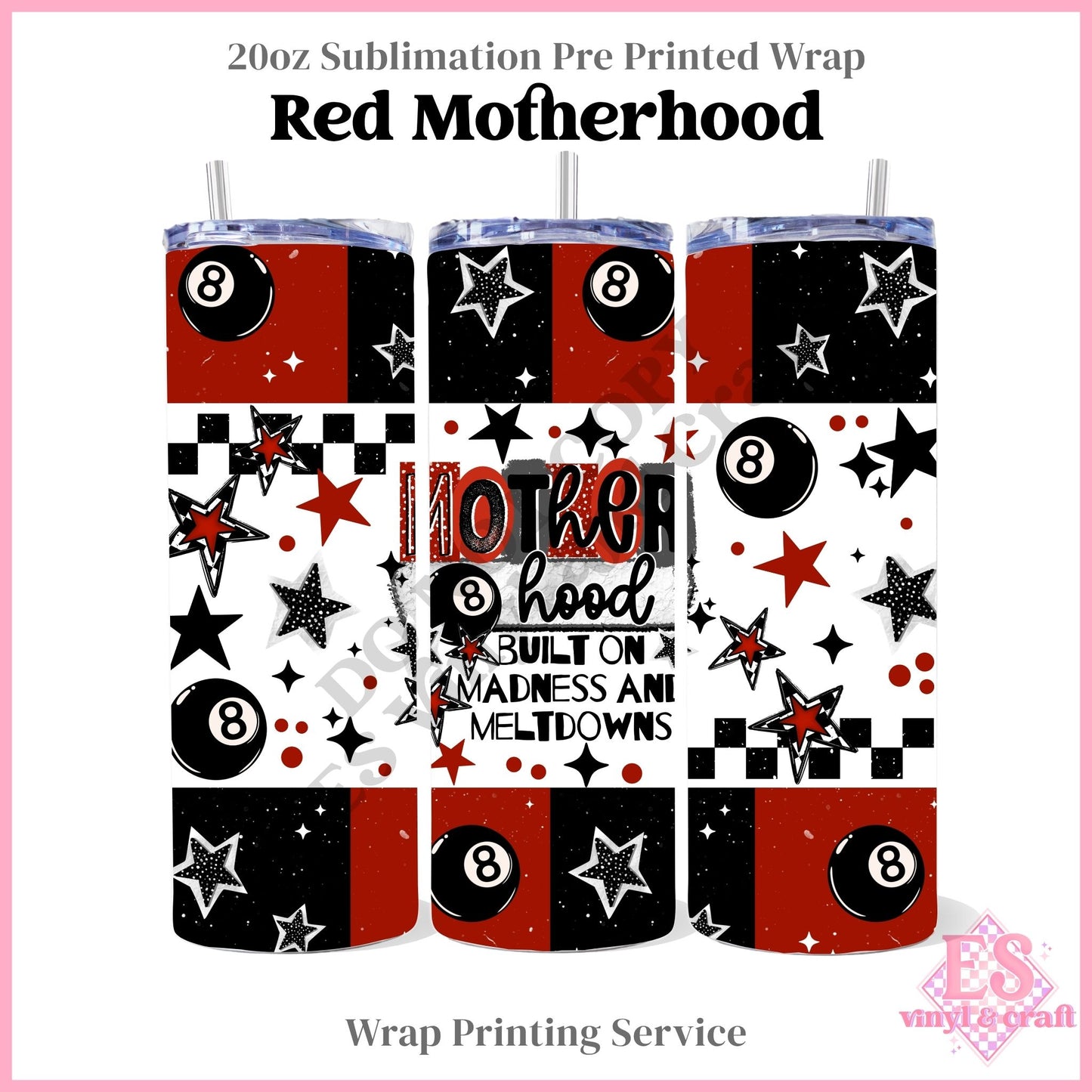 Red Motherhood - Full 20oz Tumbler Sublimation Print