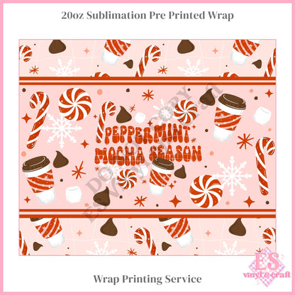 Peppermint Mocha Season - Full 20oz Tumbler Sublimation Print