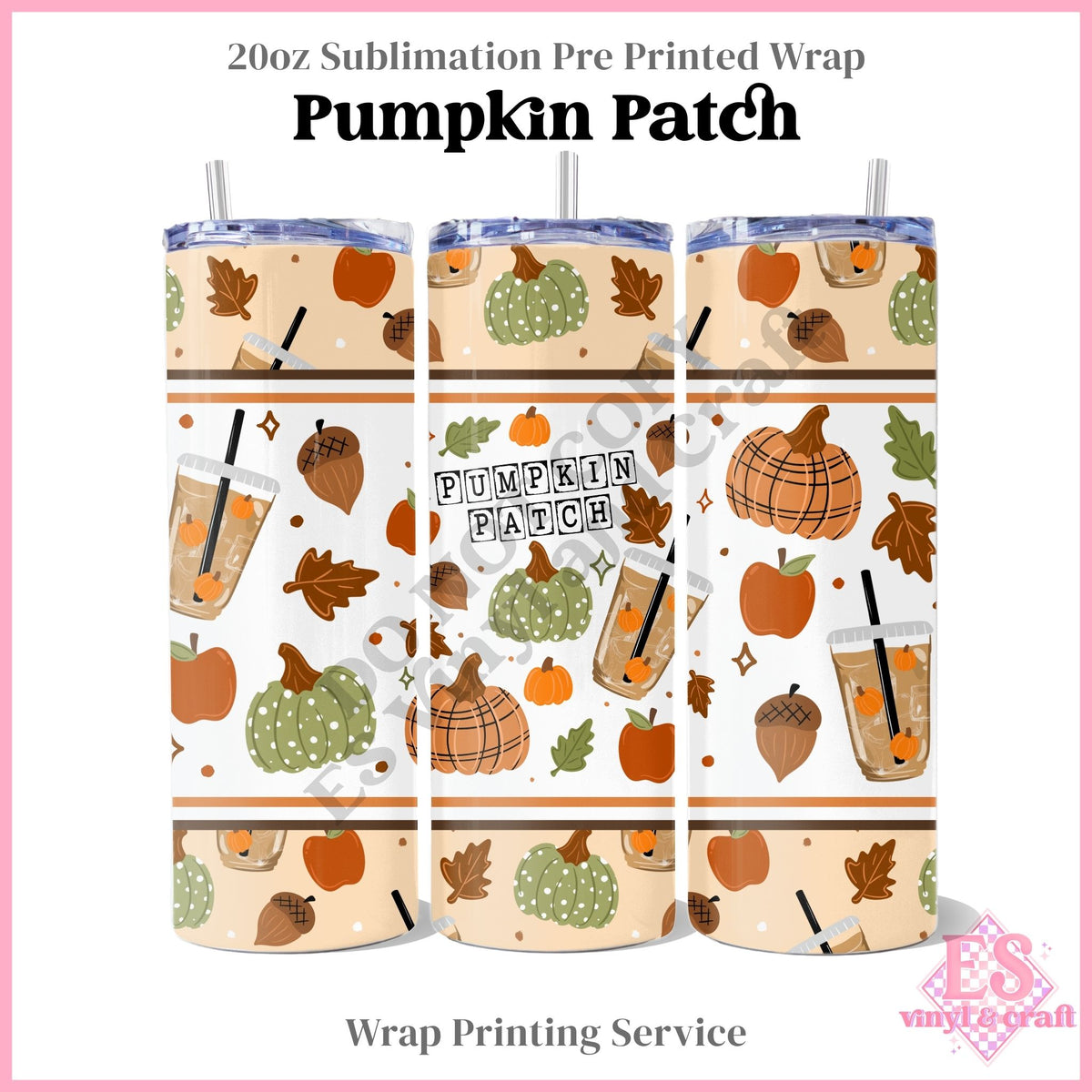 Pumpkin Patch - Full 20oz Tumbler Sublimation Print